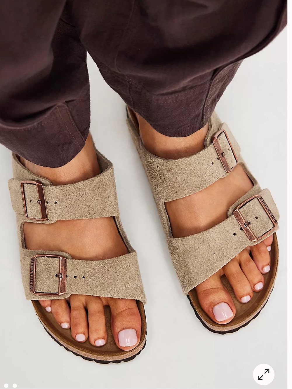 Birkenstock Arizona Taupe Suede Double-Big Buckle Sandals Women’s Size 40